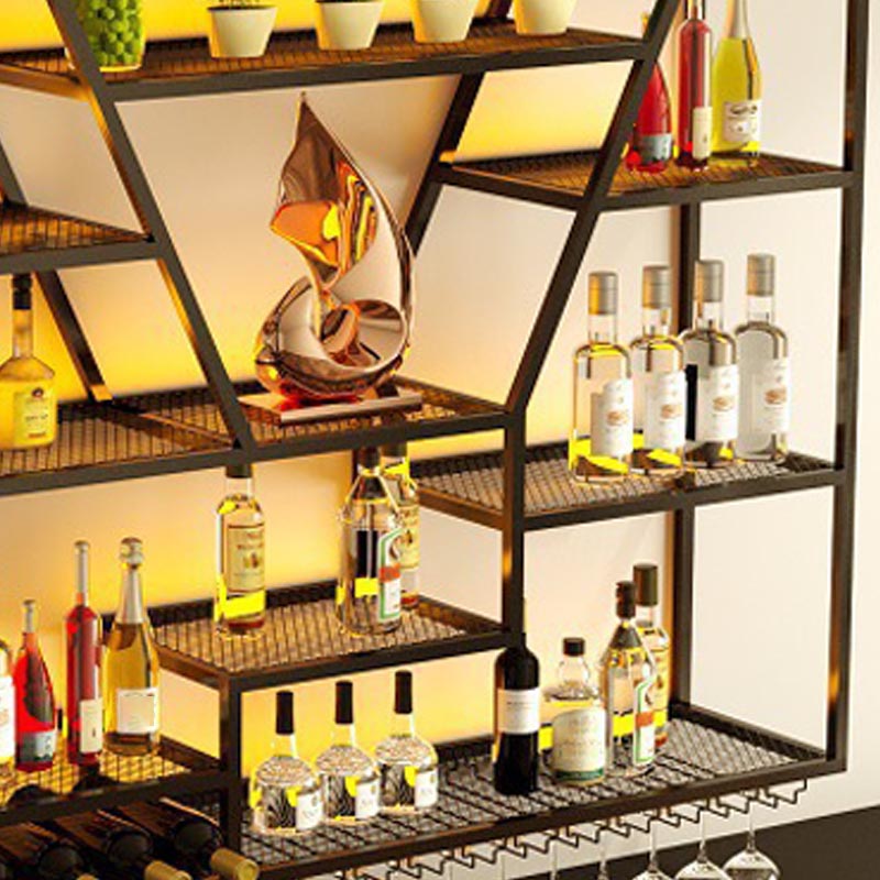 Wall Mounted Iron Wine Racks Modern Style Wine Holder Rack with Shelf Clearhalo 'furn' 'furn_wine_racks' 'Furniture' 'Kitchen & Dining Furniture' 'Wine Racks' 'wine_racks' 6793212