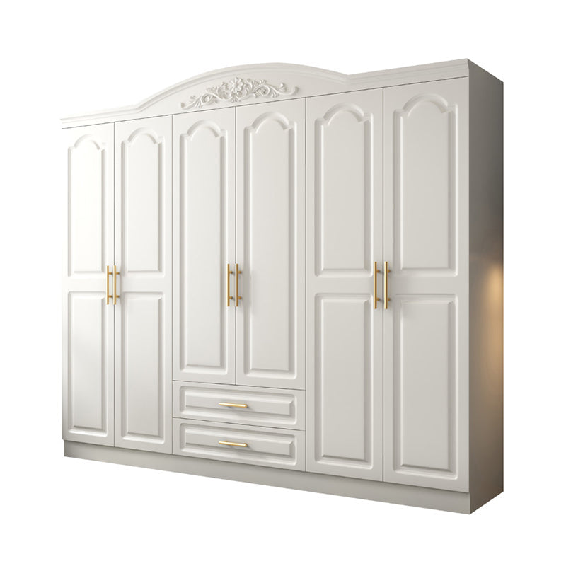 Engineered Wood Wardrobe Cabinet with Drawer White Wardrobe Closet 94.5"L x 20"W x 81"H Clearhalo 'Armoires & Wardrobes' 'armoires_wardrobes' 'Bedroom Furniture' 'furn' 'furn_armoires_wardrobes' 'Furniture' 6793223