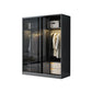 Schwarzer Kleiderschrank, zeitgenössischer Glas-Kleiderschrank für Zuhause