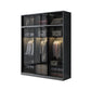 Schwarzer Kleiderschrank, zeitgenössischer Glas-Kleiderschrank für Zuhause