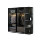 Schwarzer Kleiderschrank, zeitgenössischer Glas-Kleiderschrank für Zuhause