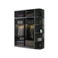 Schwarzer Kleiderschrank, zeitgenössischer Glas-Kleiderschrank für Zuhause