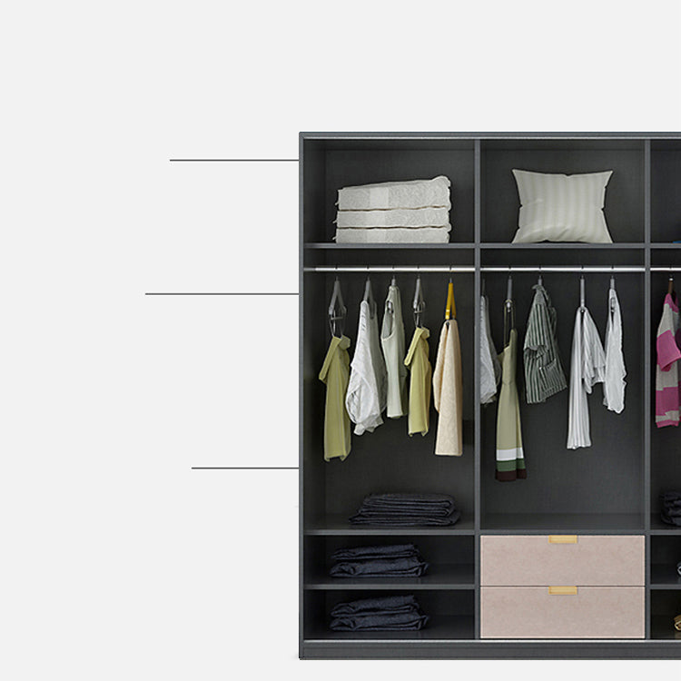 Schwarzer Kleiderschrank, zeitgenössischer Glas-Kleiderschrank für Zuhause
