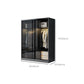 Schwarzer Kleiderschrank, zeitgenössischer Glas-Kleiderschrank für Zuhause