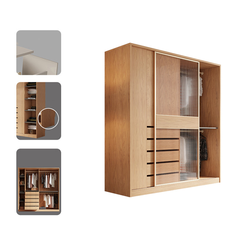 Engineered Wood Wardrobe Cabinet Modern Wardrobe Closet for Bedroom