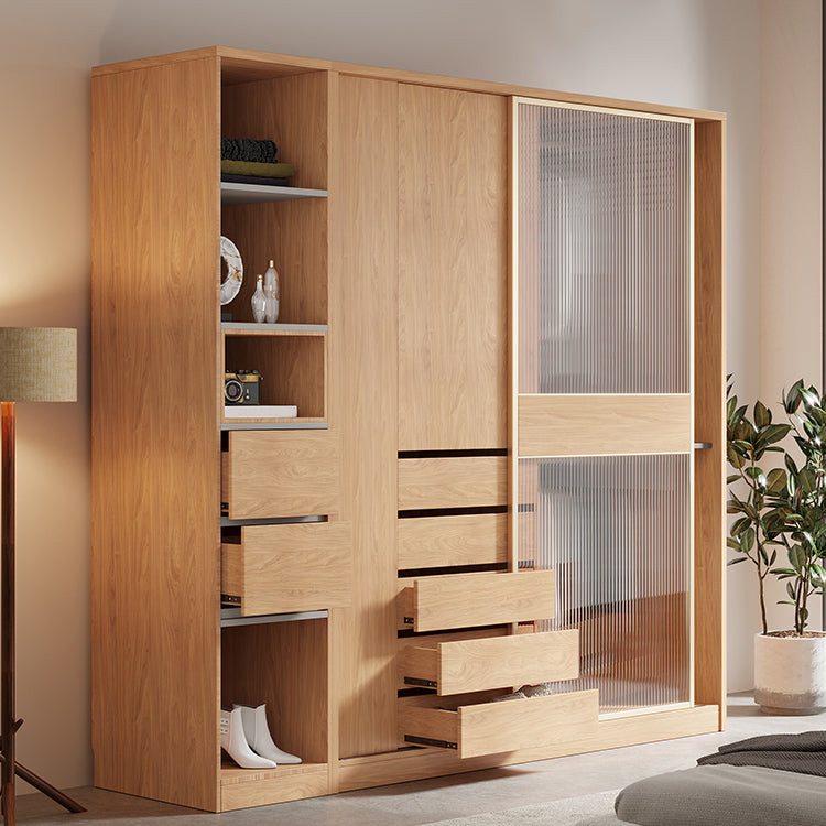 Engineered Wood Wardrobe Cabinet Modern Wardrobe Closet for Bedroom