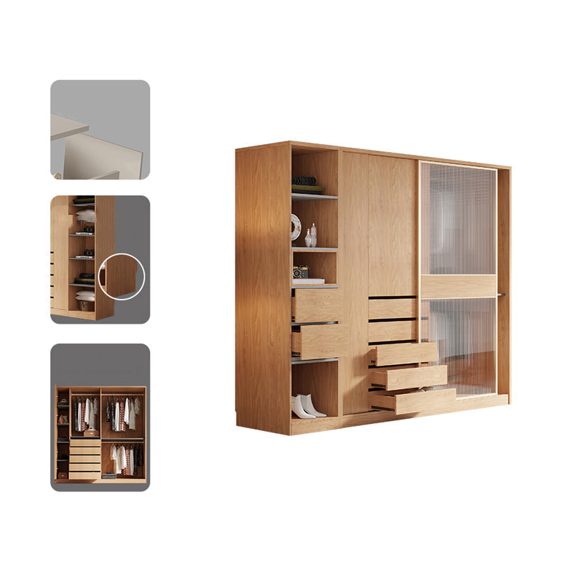 Engineered Wood Wardrobe Cabinet Modern Wardrobe Closet for Bedroom