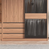 Brown Wardrobe Closet Contemporary Wardrobe Cabinet with Drawer