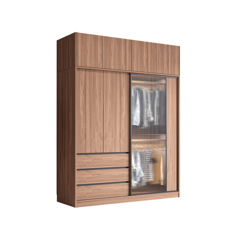 Armario de armario marrón con varilla de ropa Gabinete de vestuario de madera