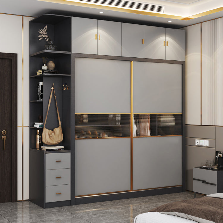 Sliding Engineered Wood Wardrobe Cabinet Modern Wardrobe Armoire