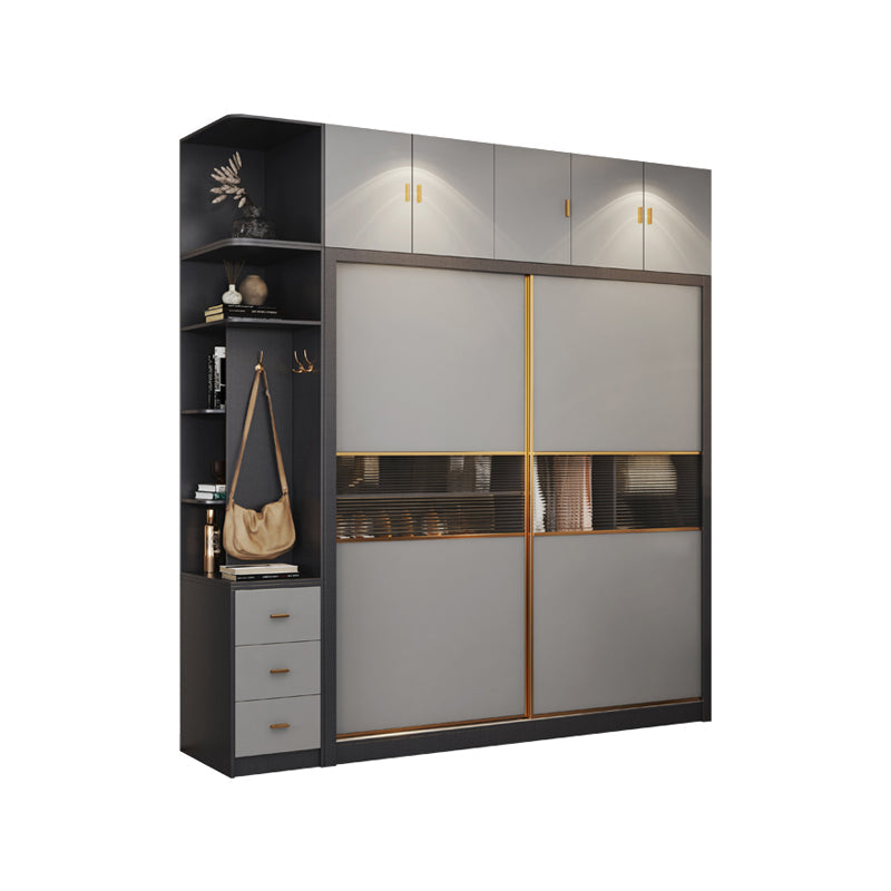 Sliding Engineered Wood Wardrobe Cabinet Modern Wardrobe Armoire