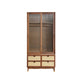 Sliding Solid Wood Wardrobe Closet with Legs Modern Wardrobe Cabinet Walnut Glass Clearhalo 'Armoires & Wardrobes' 'armoires_wardrobes' 'Bedroom Furniture' 'furn' 'furn_armoires_wardrobes' 'Furniture' 6793466