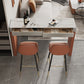Contemporary Stone Top Bar Dining Table Rectangle Pub Table with Double Pedestal
