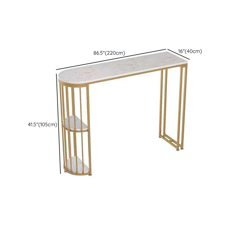 Free Form Faux Marble Bar Height Table Industrial Double Pedestal Bar Table with Storage Clearhalo 'Bar Furniture' 'Bar Tables' 'bar_tables' 'furn' 'furn_bar_tables' 'Furniture' 'Kitchen & Dining Furniture' 6793538