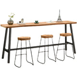 Solid Wood Bar Table Modern Trestle Base Dining Table for Kitchen