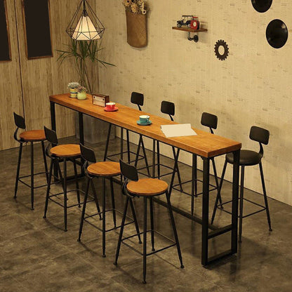 Industrial Style Rectangle Bar Table Solid Wood Fixed Bistro Bar Desk Brown Without Chairs Clearhalo 'Bar Furniture' 'Bar Tables' 'bar_tables' 'furn' 'furn_bar_tables' 'Furniture' 'Kitchen & Dining Furniture' 6793595
