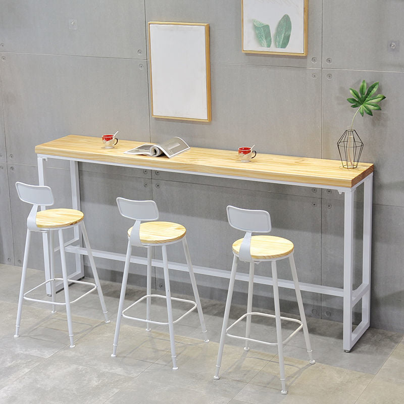 Industrial Style Rectangle Bar Table Solid Wood Fixed Bistro Bar Desk Wood Without Chairs Clearhalo 'Bar Furniture' 'Bar Tables' 'bar_tables' 'furn' 'furn_bar_tables' 'Furniture' 'Kitchen & Dining Furniture' 6793596