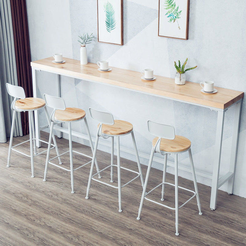 Industrial Style Rectangle Bar Table Solid Wood Fixed Bistro Bar Desk Natural Without Chairs Clearhalo 'Bar Furniture' 'Bar Tables' 'bar_tables' 'furn' 'furn_bar_tables' 'Furniture' 'Kitchen & Dining Furniture' 6793597