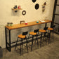 Industrial Style Rectangle Bar Table Solid Wood Fixed Bistro Bar Desk 86.6"L x 15.7"W x 41.3"H Brown Without Chairs Clearhalo 'Bar Furniture' 'Bar Tables' 'bar_tables' 'furn' 'furn_bar_tables' 'Furniture' 'Kitchen & Dining Furniture' 6793598