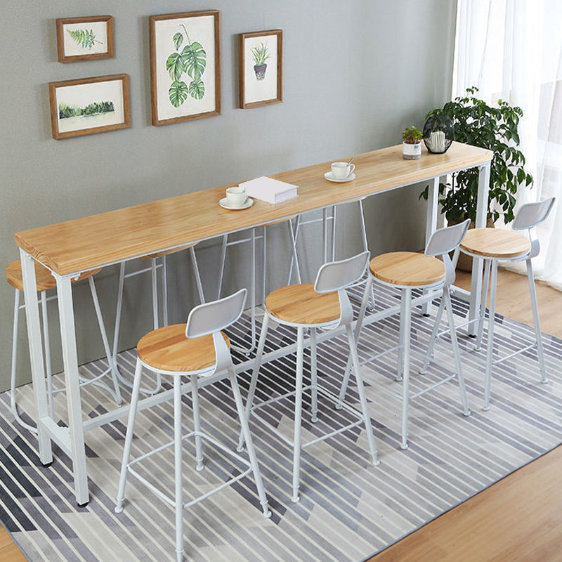 Industrial Style Rectangle Bar Table Solid Wood Fixed Bistro Bar Desk Clearhalo 'Bar Furniture' 'Bar Tables' 'bar_tables' 'furn' 'furn_bar_tables' 'Furniture' 'Kitchen & Dining Furniture' 6793604