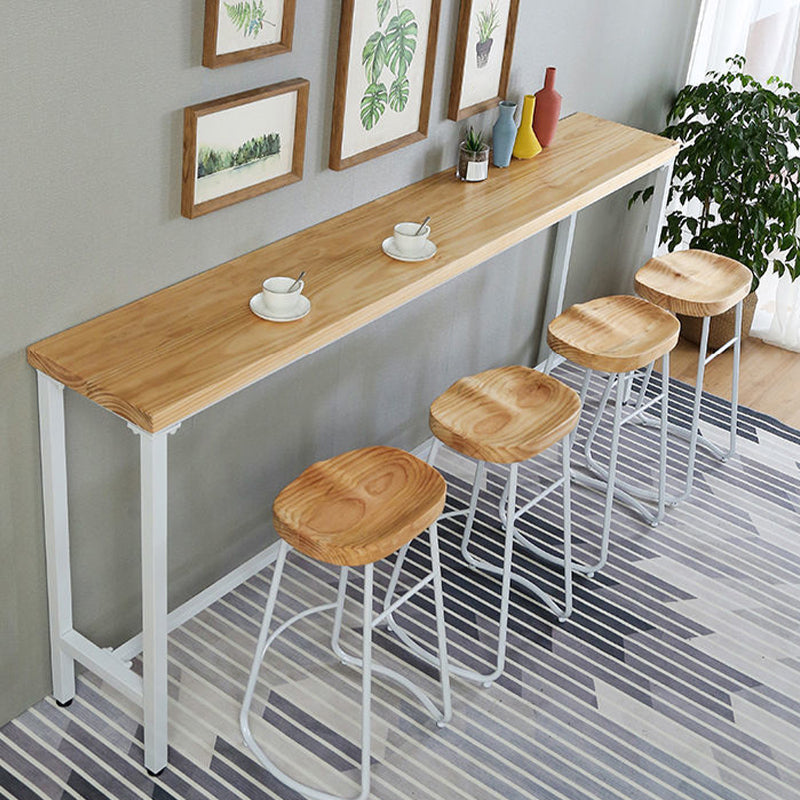 Industrial Style Rectangle Bar Table Solid Wood Fixed Bistro Bar Desk Clearhalo 'Bar Furniture' 'Bar Tables' 'bar_tables' 'furn' 'furn_bar_tables' 'Furniture' 'Kitchen & Dining Furniture' 6793605