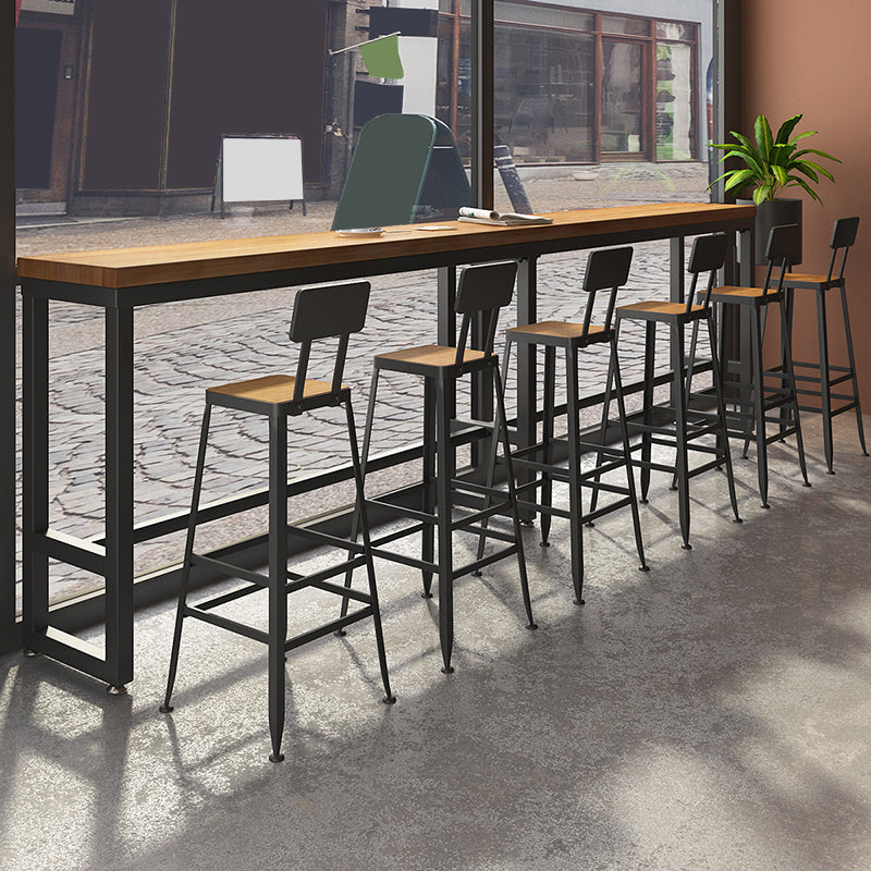 Modern Style Rectangle Bar Table Solid Wood Bar Dining Table with Footrest 102.4"L x 15.7"W x 41.3"H Without Chairs Clearhalo 'Bar Furniture' 'Bar Tables' 'bar_tables' 'furn' 'furn_bar_tables' 'Furniture' 'Kitchen & Dining Furniture' 6793618