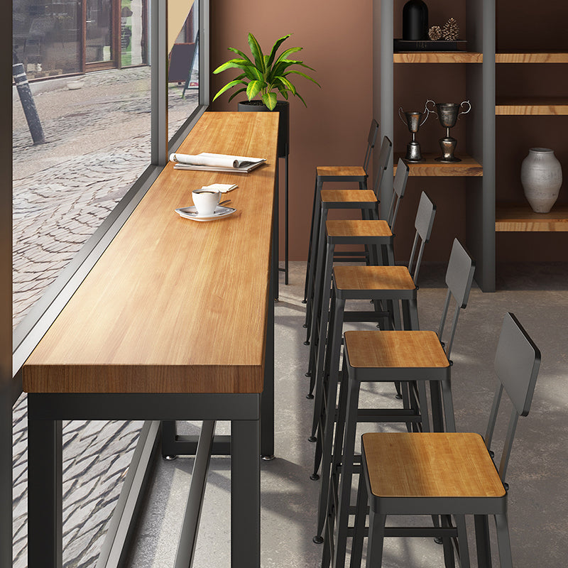 Modern Style Rectangle Bar Table Solid Wood Bar Dining Table with Footrest Clearhalo 'Bar Furniture' 'Bar Tables' 'bar_tables' 'furn' 'furn_bar_tables' 'Furniture' 'Kitchen & Dining Furniture' 6793621