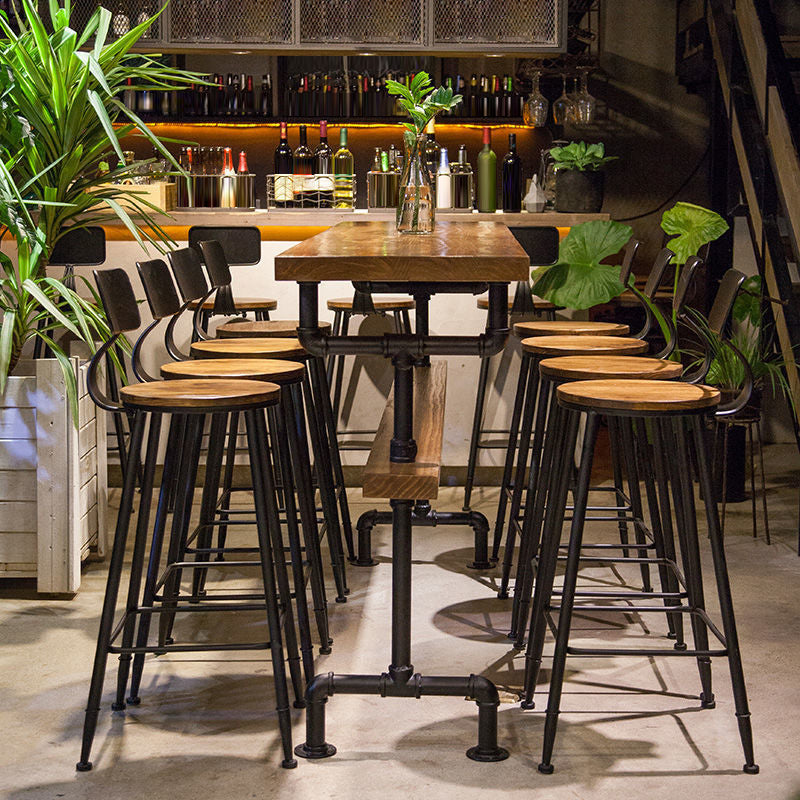 Modern Style Rectangle Bar Table Solid Wood Fixed Bar Dining Table for Indoor 70.9"L x 19.7"W x 41.3"H Khaki Without Chairs Clearhalo 'Bar Furniture' 'Bar Tables' 'bar_tables' 'furn' 'furn_bar_tables' 'Furniture' 'Kitchen & Dining Furniture' 6793665