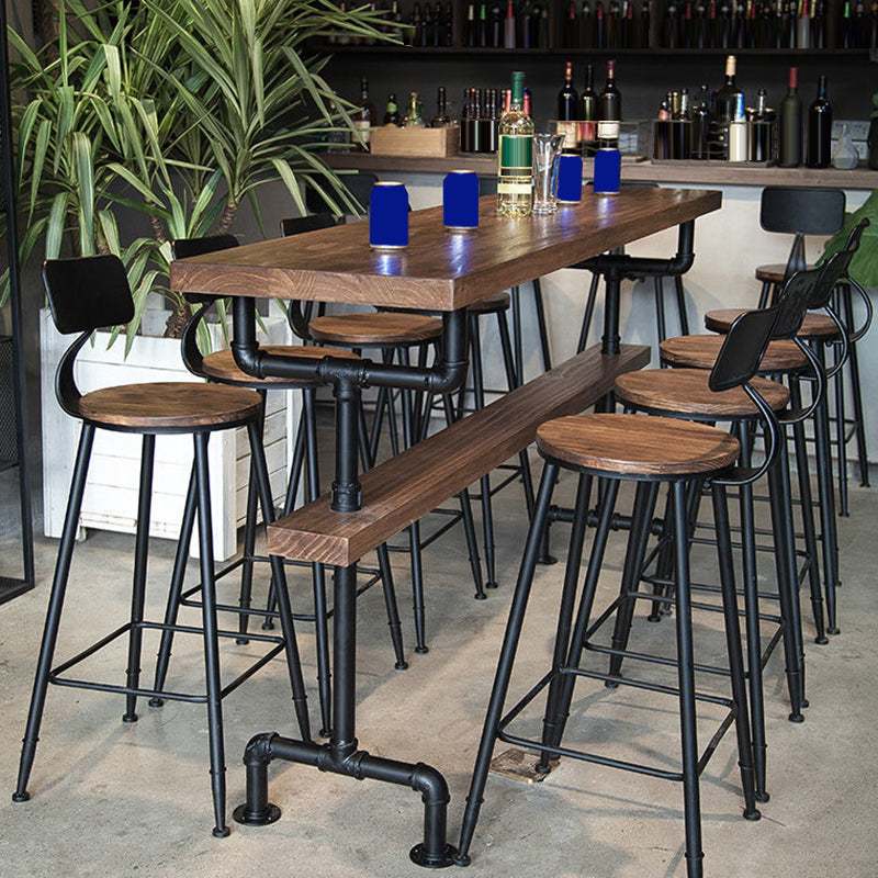 Modern Style Rectangle Bar Table Solid Wood Fixed Bar Dining Table for Indoor 78.7"L x 19.7"W x 41.3"H Brown Without Chairs Clearhalo 'Bar Furniture' 'Bar Tables' 'bar_tables' 'furn' 'furn_bar_tables' 'Furniture' 'Kitchen & Dining Furniture' 6793667