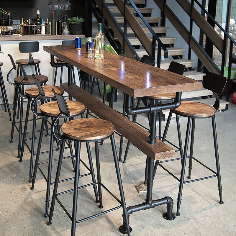 Modern Style Rectangle Bar Table Solid Wood Fixed Bar Dining Table for Indoor Clearhalo 'Bar Furniture' 'Bar Tables' 'bar_tables' 'furn' 'furn_bar_tables' 'Furniture' 'Kitchen & Dining Furniture' 6793672