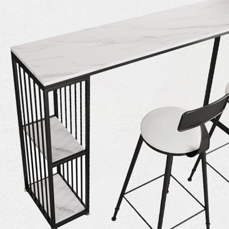 Zeitgenössischer rechteckiger Bartisch aus Kunstmarmor, Bar-Esstisch mit Stauraum