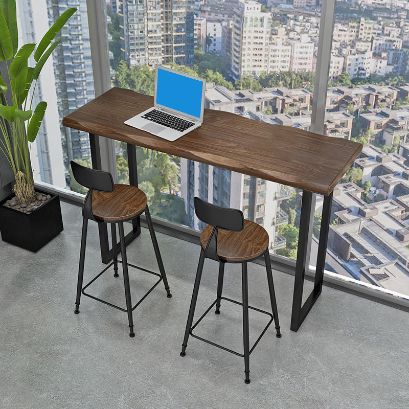 Mesa de bar de estilo industrial Mesa de comedor de barra con pedestal doble de madera maciza de pino
