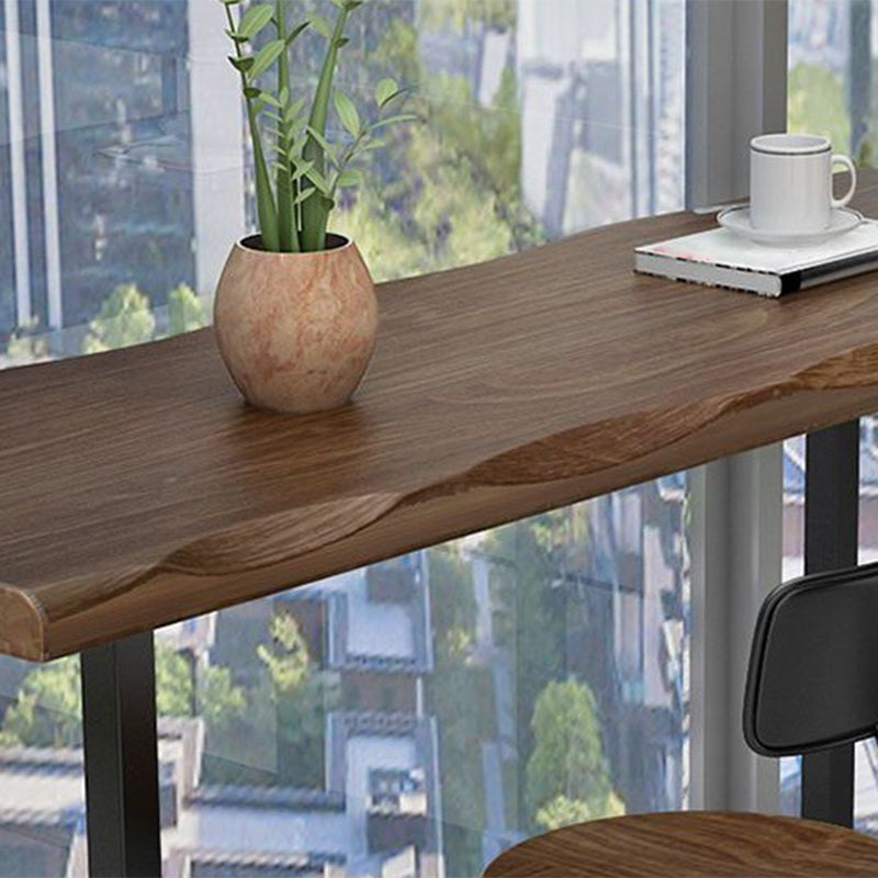 Mesa de bar de estilo industrial Mesa de comedor de barra con pedestal doble de madera maciza de pino