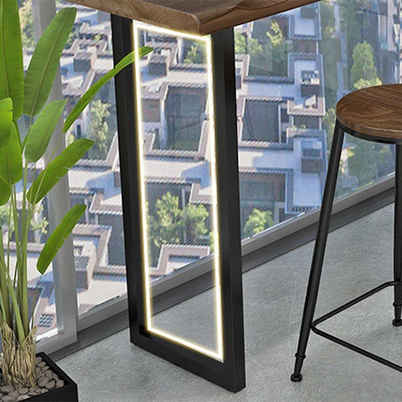 Mesa de bar de estilo industrial Mesa de comedor de barra con pedestal doble de madera maciza de pino