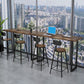 Mesa de bar de estilo industrial Mesa de comedor de barra con pedestal doble de madera maciza de pino