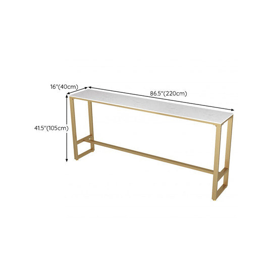 グラムスタイルバーテーブルフェイクマーブル長方形バーワインテーブルフットレスト付き