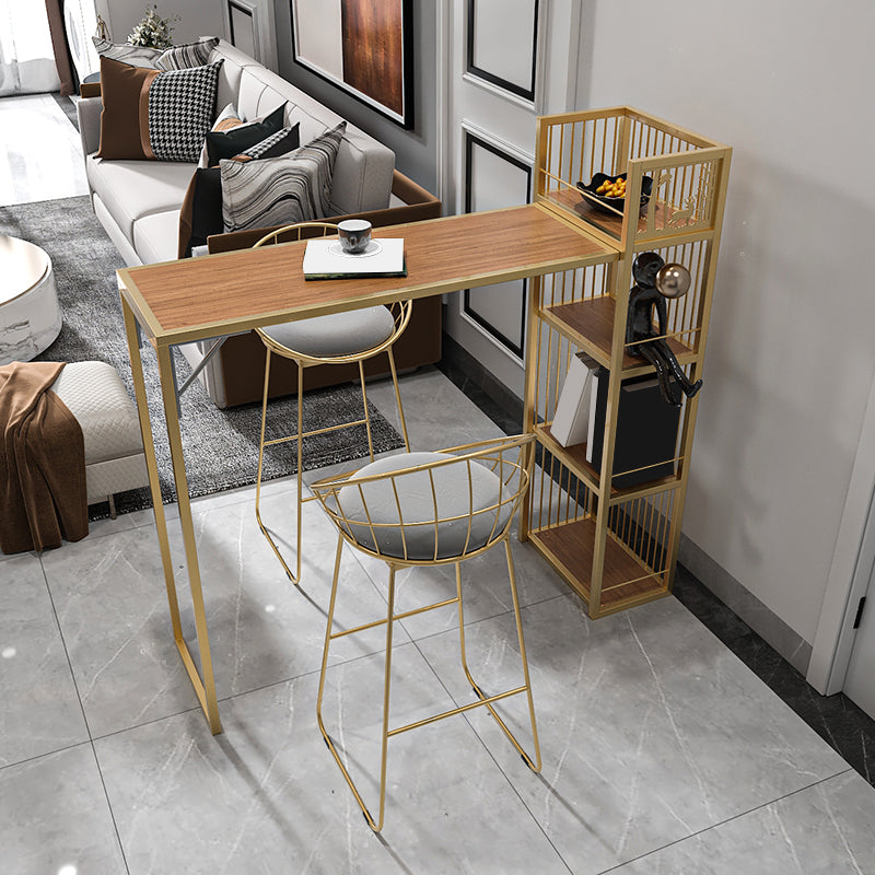 Contemporary Style Bar Height Table Rectangle Folding Bistro Bar Desk Brown Without Chairs Clearhalo 'Bar Furniture' 'Bar Tables' 'bar_tables' 'furn' 'furn_bar_tables' 'Furniture' 'Kitchen & Dining Furniture' 6793759