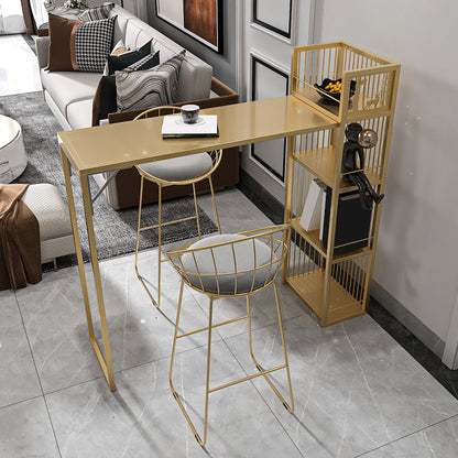 Contemporary Style Bar Height Table Rectangle Folding Bistro Bar Desk 39"L x 16"W x 40.5"H Gold Without Chairs Clearhalo 'Bar Furniture' 'Bar Tables' 'bar_tables' 'furn' 'furn_bar_tables' 'Furniture' 'Kitchen & Dining Furniture' 6793760