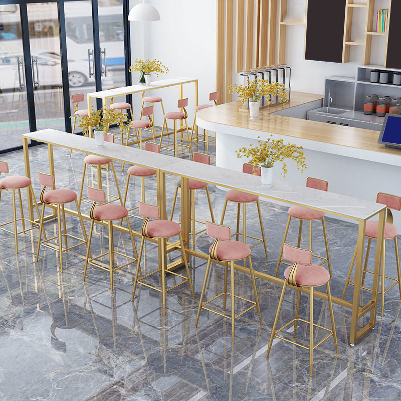 Glam Style Rectangle Bar Table Faux Marble Bar Dining Table for Living Room Clearhalo 'Bar Furniture' 'Bar Tables' 'bar_tables' 'furn' 'furn_bar_tables' 'Furniture' 'Kitchen & Dining Furniture' 6793795