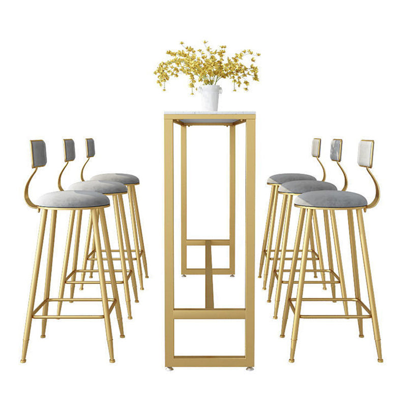 Glam Style Rectangle Bar Table Faux Marble Bar Dining Table for Living Room Clearhalo 'Bar Furniture' 'Bar Tables' 'bar_tables' 'furn' 'furn_bar_tables' 'Furniture' 'Kitchen & Dining Furniture' 6793798