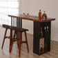 Contemporary Rectangle Bar Table Solid Wood Brown Bar Dining Table with Storage 55.1"L x 19.7"W x 41.3"H Without Chairs Clearhalo 'Bar Furniture' 'Bar Tables' 'bar_tables' 'furn' 'furn_bar_tables' 'Furniture' 'Kitchen & Dining Furniture' 6793855