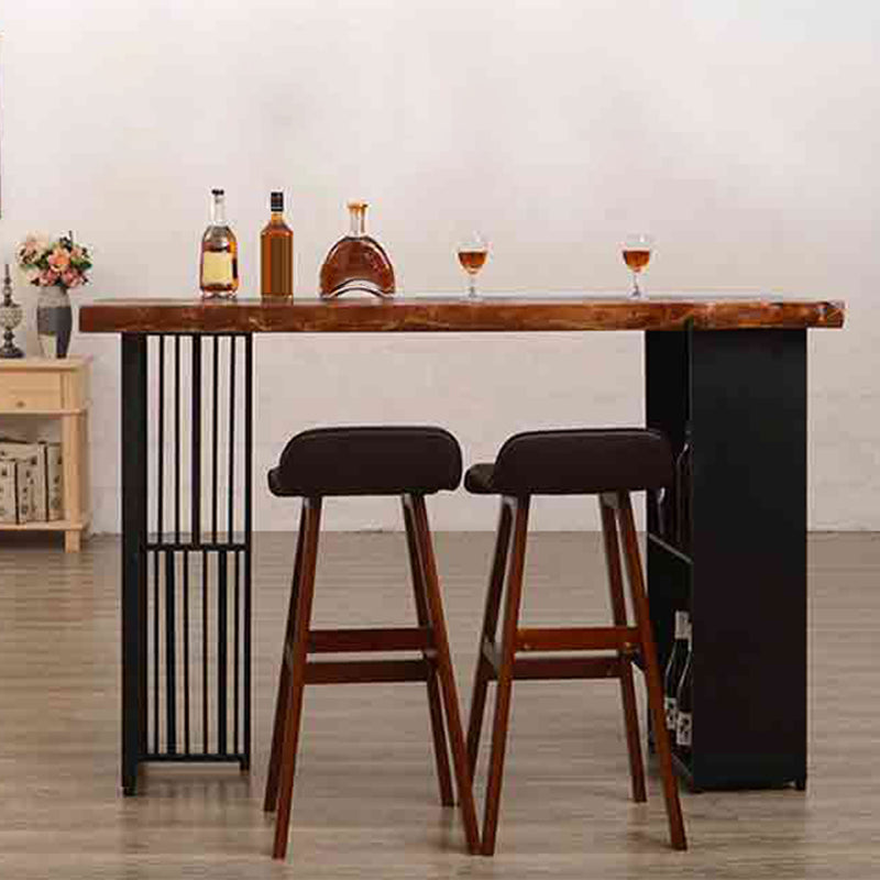 Contemporary Rectangle Bar Table Solid Wood Brown Bar Dining Table with Storage 47.2"L x 19.7"W x 41.3"H Without Chairs Clearhalo 'Bar Furniture' 'Bar Tables' 'bar_tables' 'furn' 'furn_bar_tables' 'Furniture' 'Kitchen & Dining Furniture' 6793857