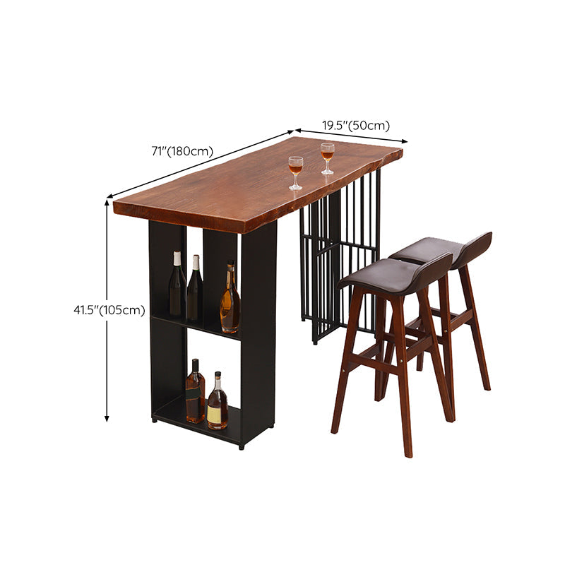 Contemporary Rectangle Bar Table Solid Wood Brown Bar Dining Table with Storage Clearhalo 'Bar Furniture' 'Bar Tables' 'bar_tables' 'furn' 'furn_bar_tables' 'Furniture' 'Kitchen & Dining Furniture' 6793862