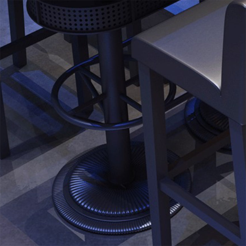 Mesa de bar de estilo industrial Mesa de comedor de bar de madera negra con almacenamiento