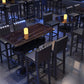 Mesa de bar de estilo industrial Mesa de comedor de bar de madera negra con almacenamiento