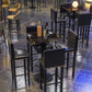 Tavolo da bar industriale Tavolo da pranzo da bar in legno nero con contenitore