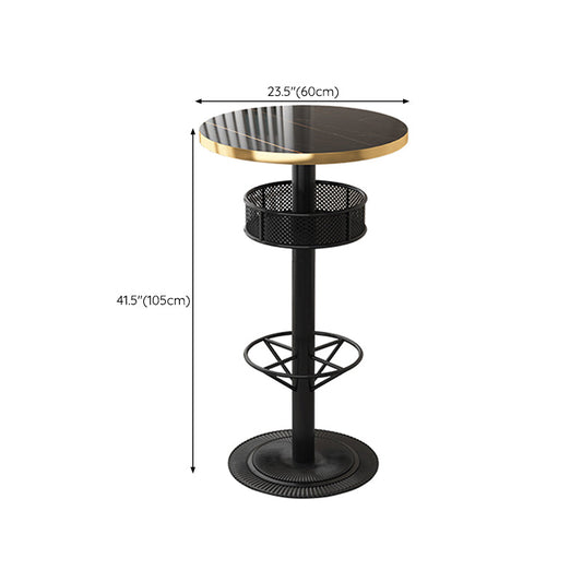 産業用バーテーブルストレージ付きブラックウッドバーダイニングテーブル