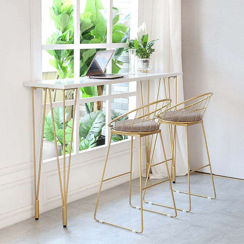 Glam Style Rectangle Bar Table White Colour Bar Dining Table with 4 Legs 70.9"L x 15.7"W x 41.3"H Wood Without Chairs Clearhalo 'Bar Furniture' 'Bar Tables' 'bar_tables' 'furn' 'furn_bar_tables' 'Furniture' 'Kitchen & Dining Furniture' 6793898
