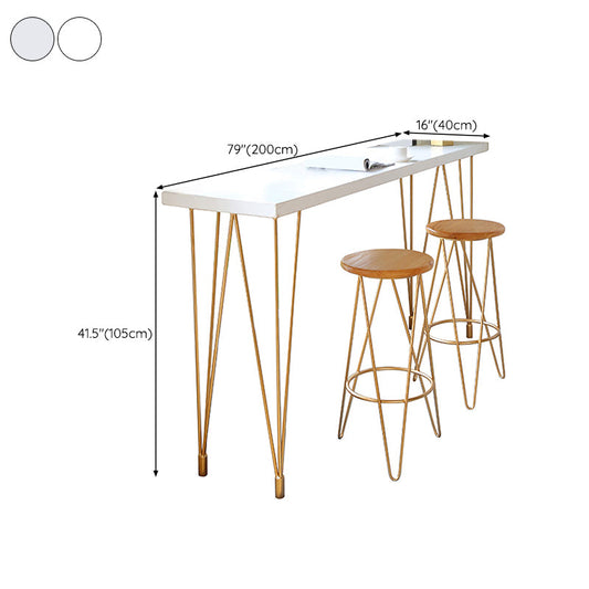 グラムスタイルの長方形バーテーブル白いカラーバーダイニングテーブル4脚付き