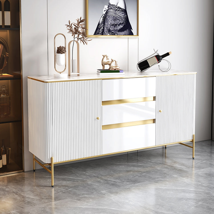 Glam Style Credenza Stone Buffet crédenza avec des tiroirs et des armoires
